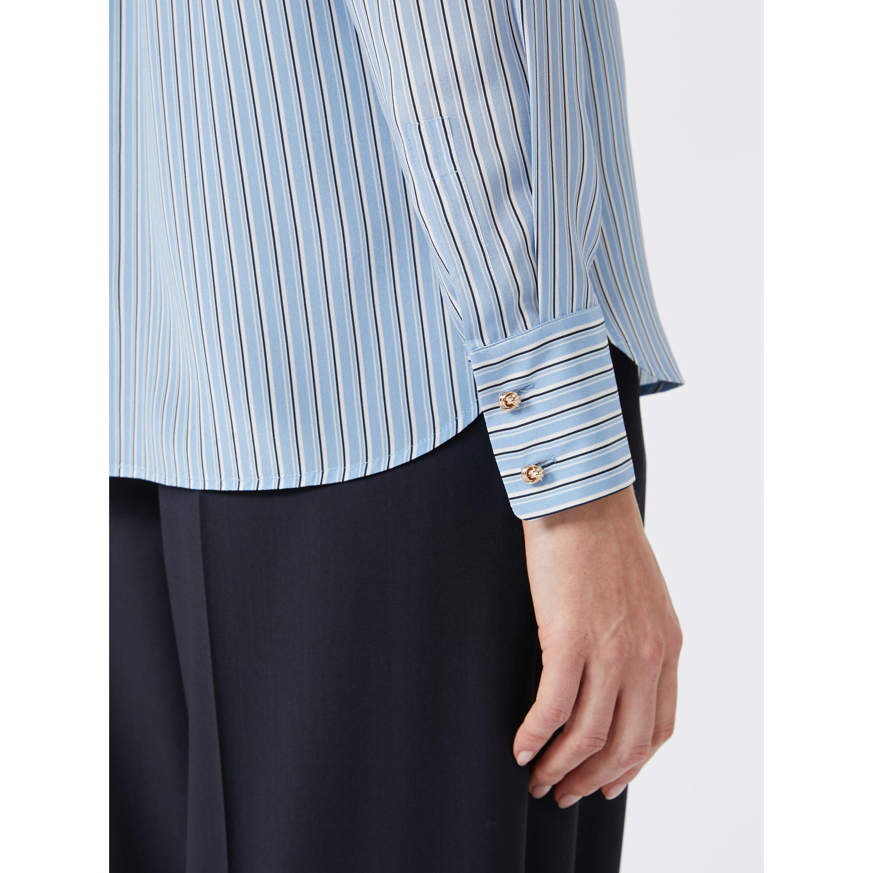 Max Mara Nola Striped-pattern Button Shirt In Blue