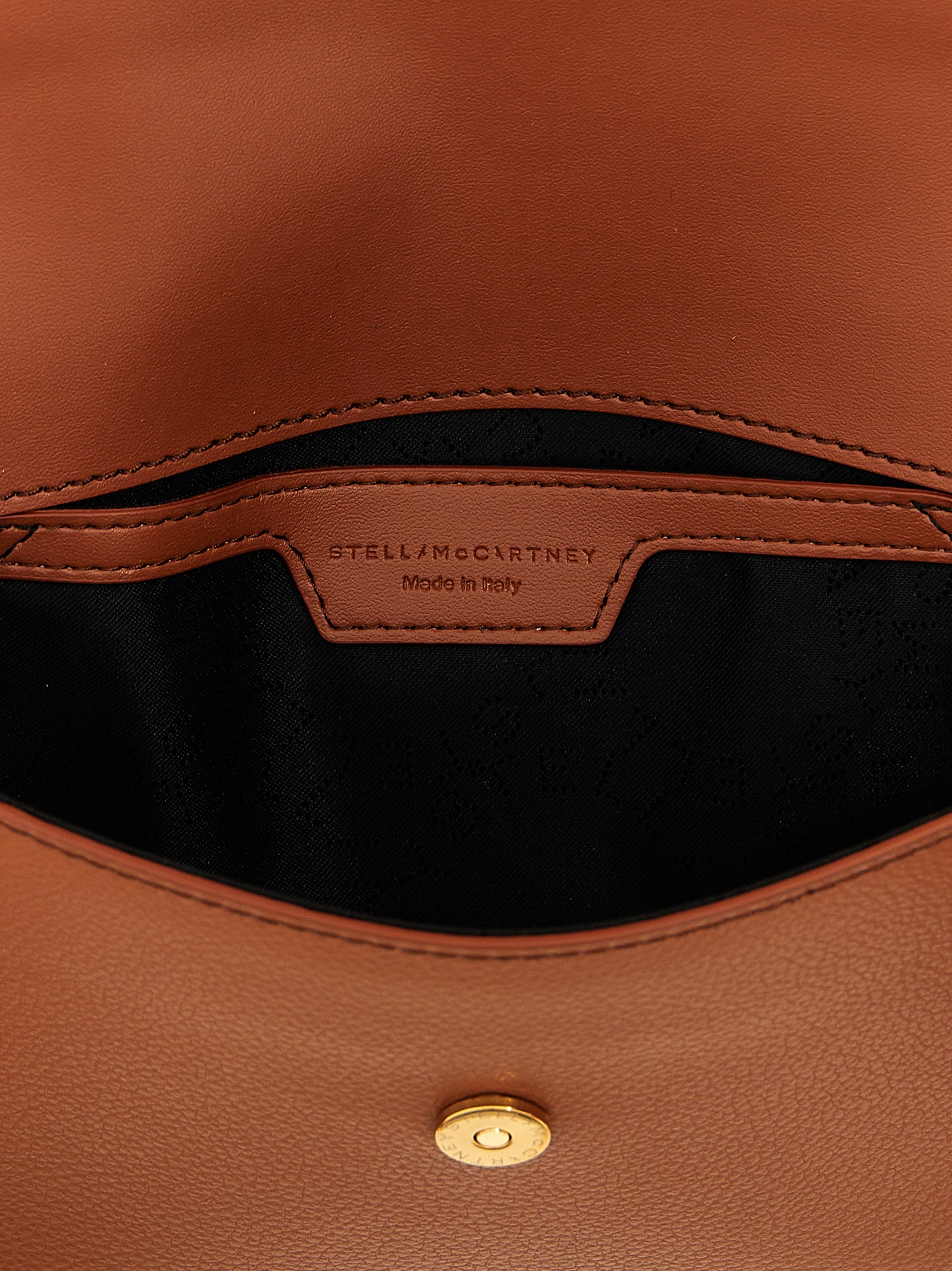 Stella Mccartney Falabella Logo Charm Chain Linked Shoulder Bag In Brown