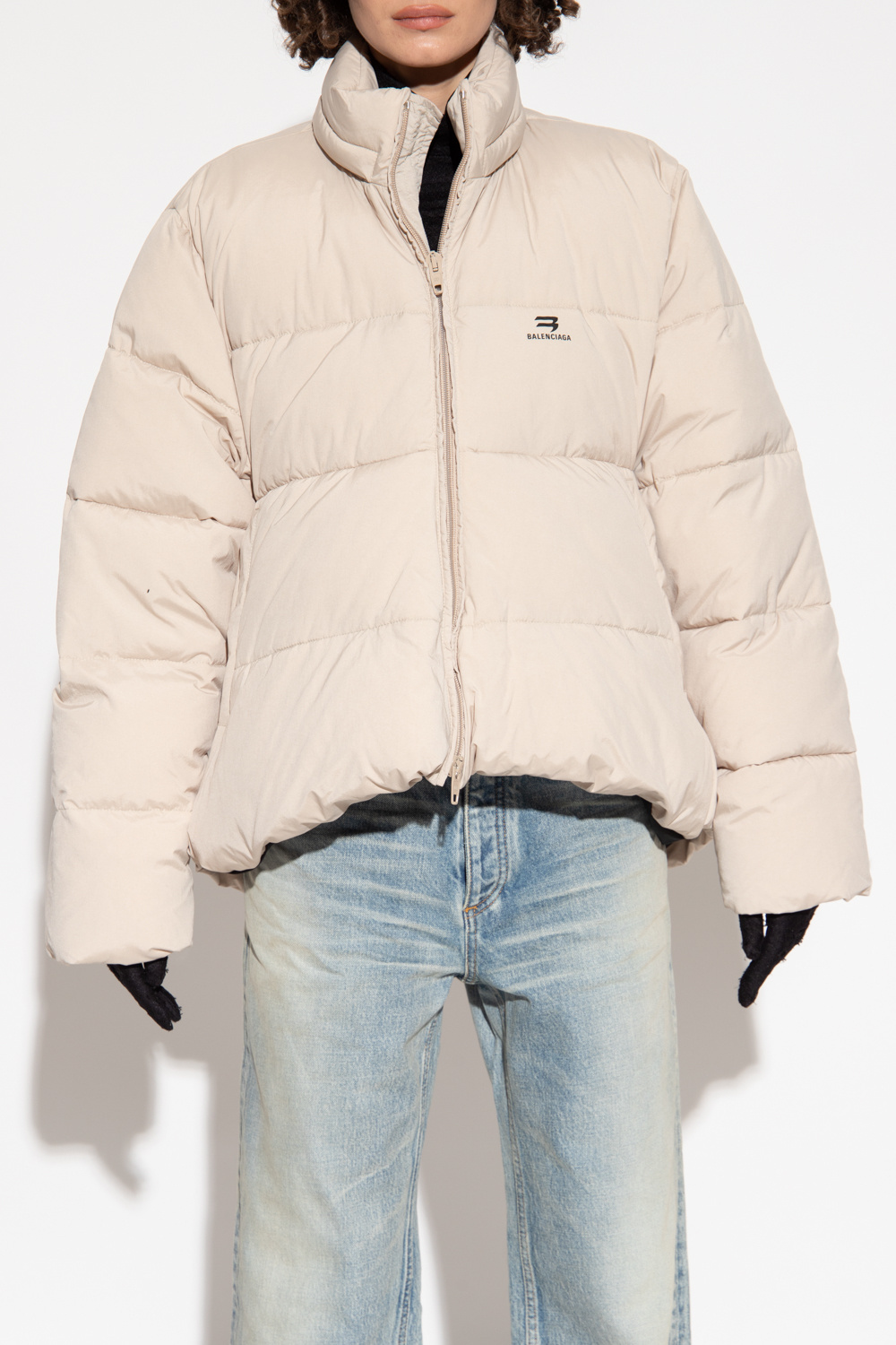 BALENCIAGA C-SHAPE LOGO-PRINT PUFFER JACKET
