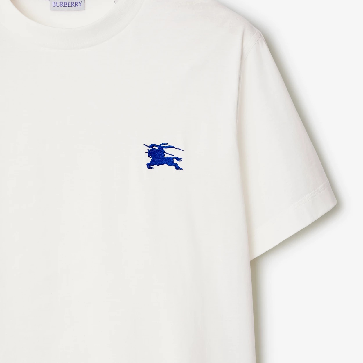 Shop Burberry Equestrian Knight-embroidered T-shirt In White