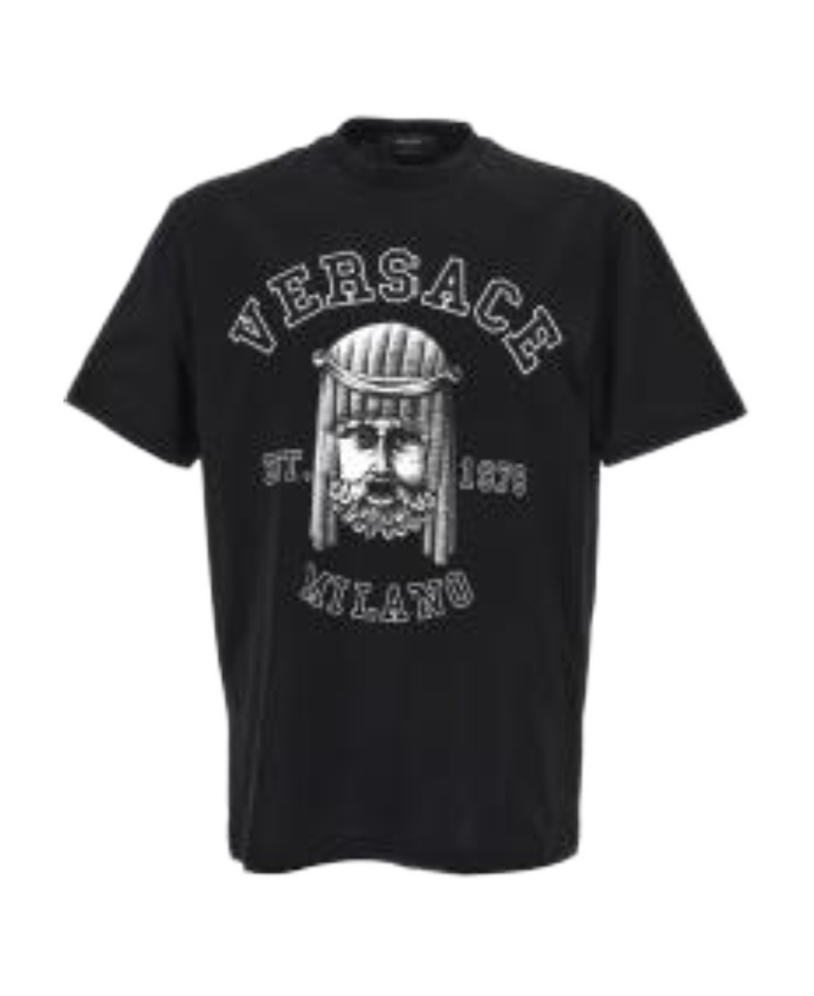 Versace Logo-print Detail T-shirt In Black