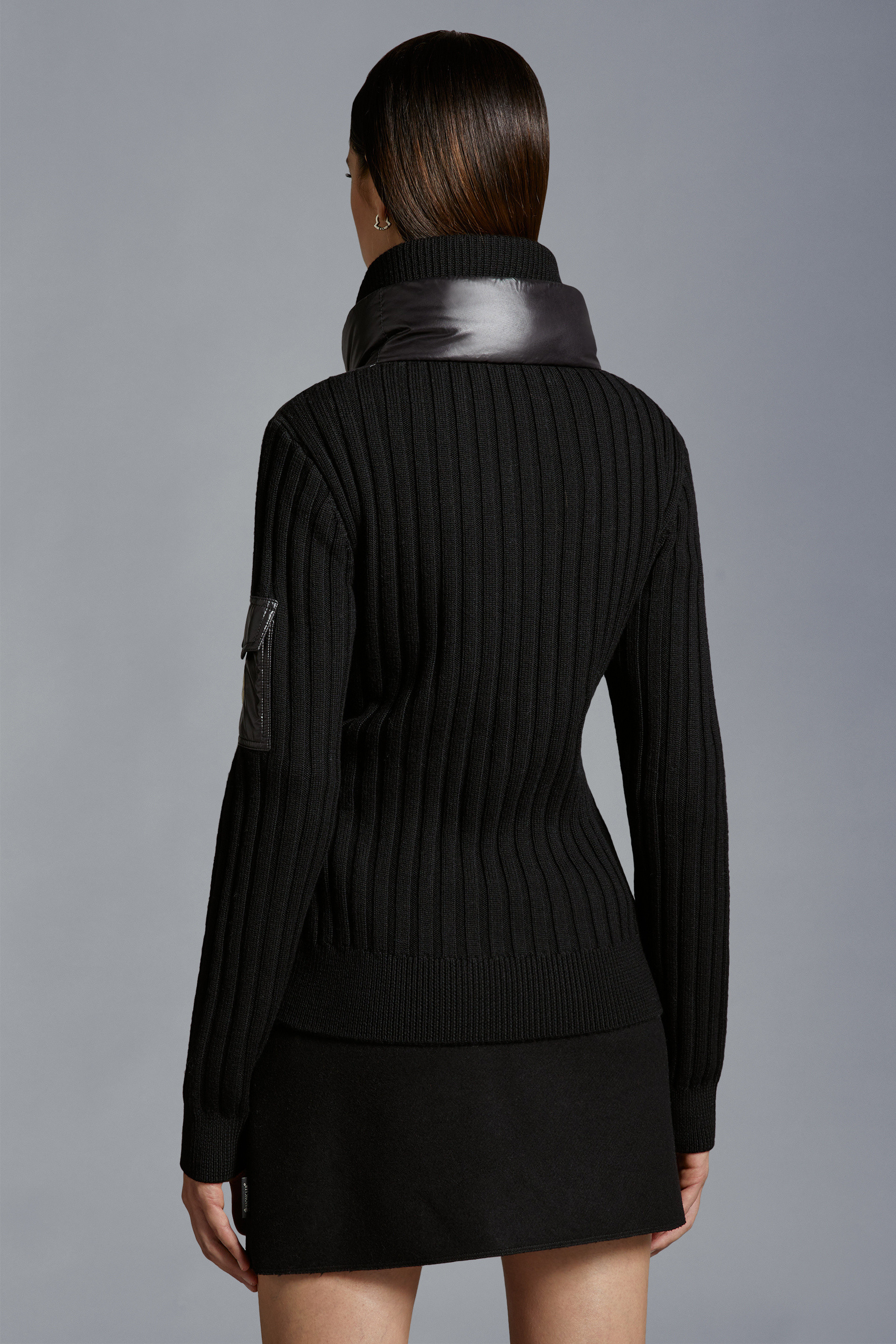 Moncler Padded Cardigan Jacket In Black