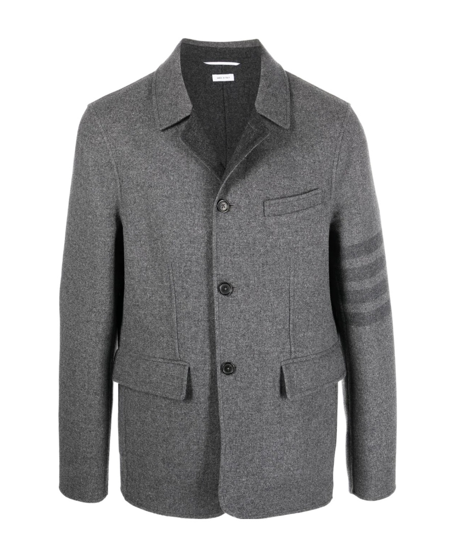 Thom Browne Wool Button-fastening Shirt-jacket In Gray