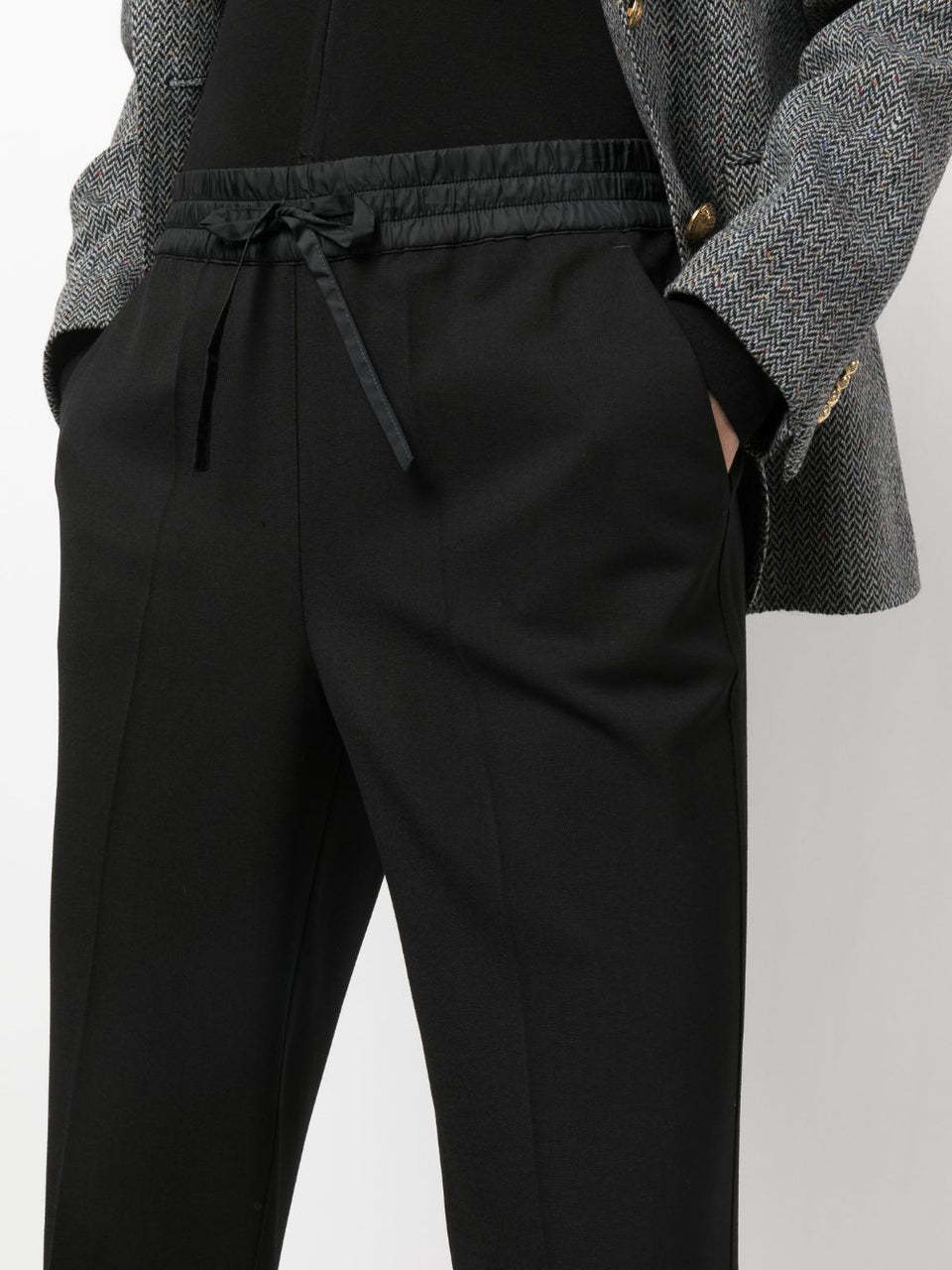 P.a.r.o.s.h Wool Blend Drawstring Trousers With Cuffed Hems In Black