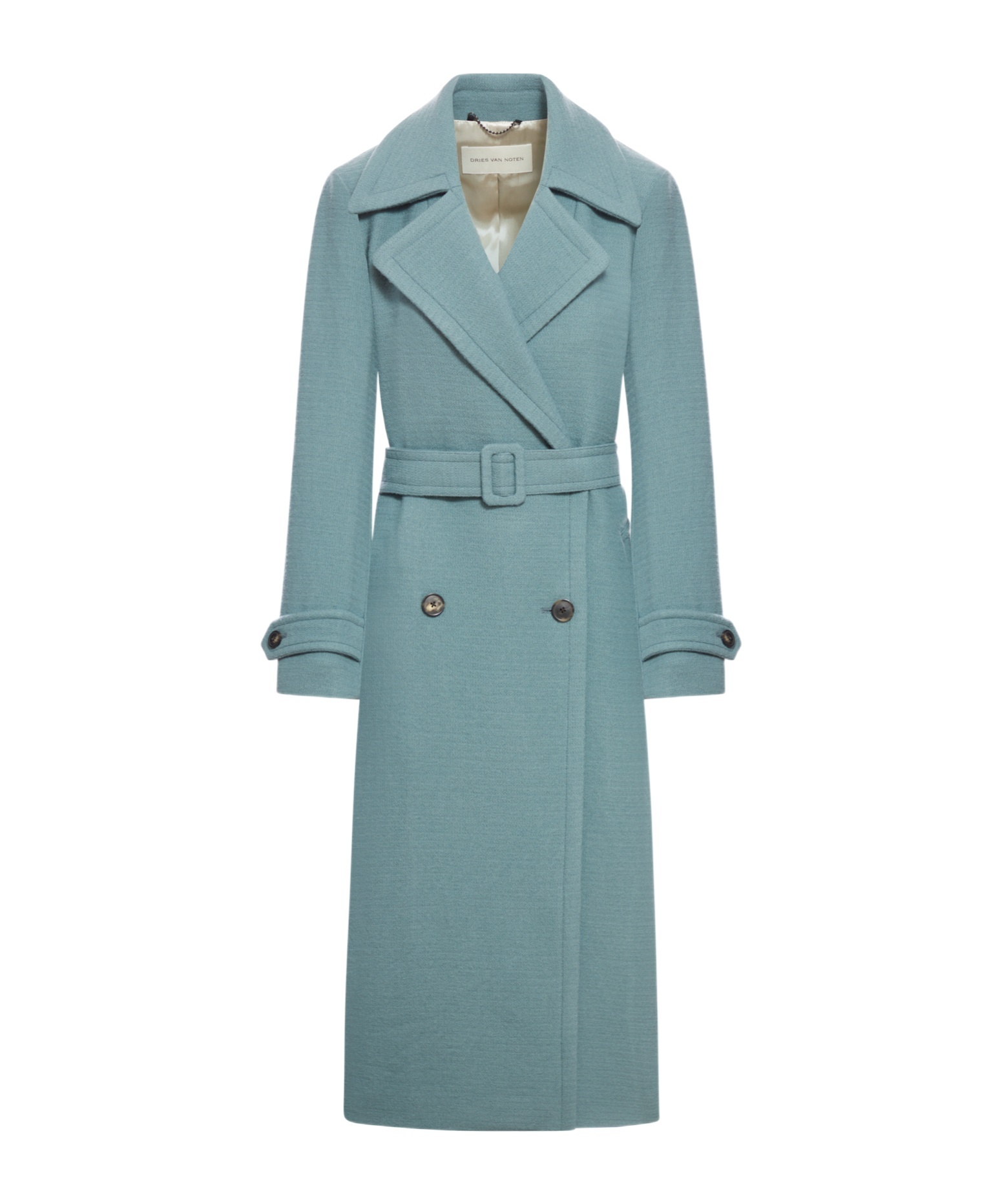 Dries Van Noten Long Wool Coat In Green