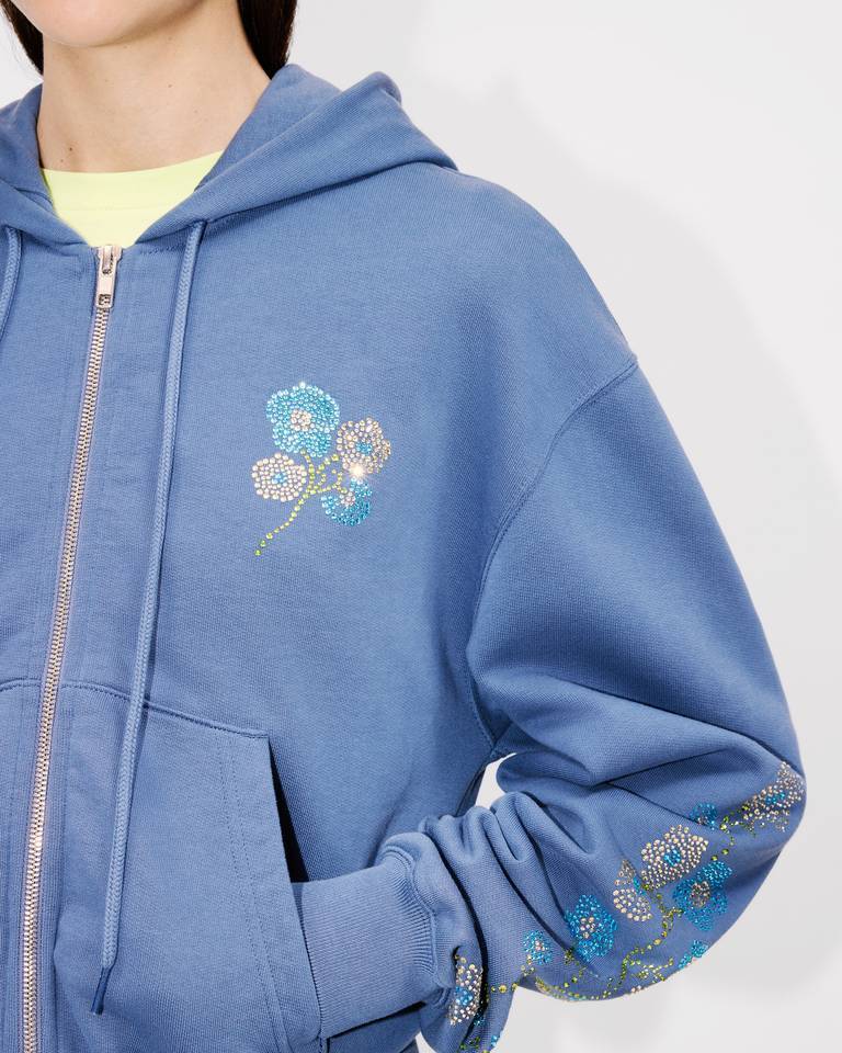 Kenzo Long-sleeved Hooded Hoodie In Blue