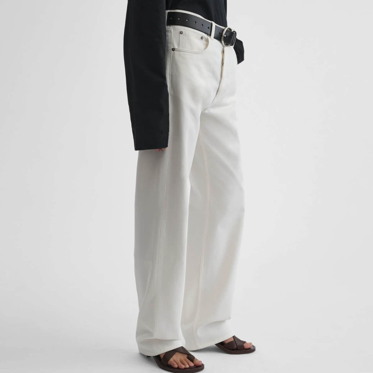 Phoebe Philo Belt Loop Jeans In White