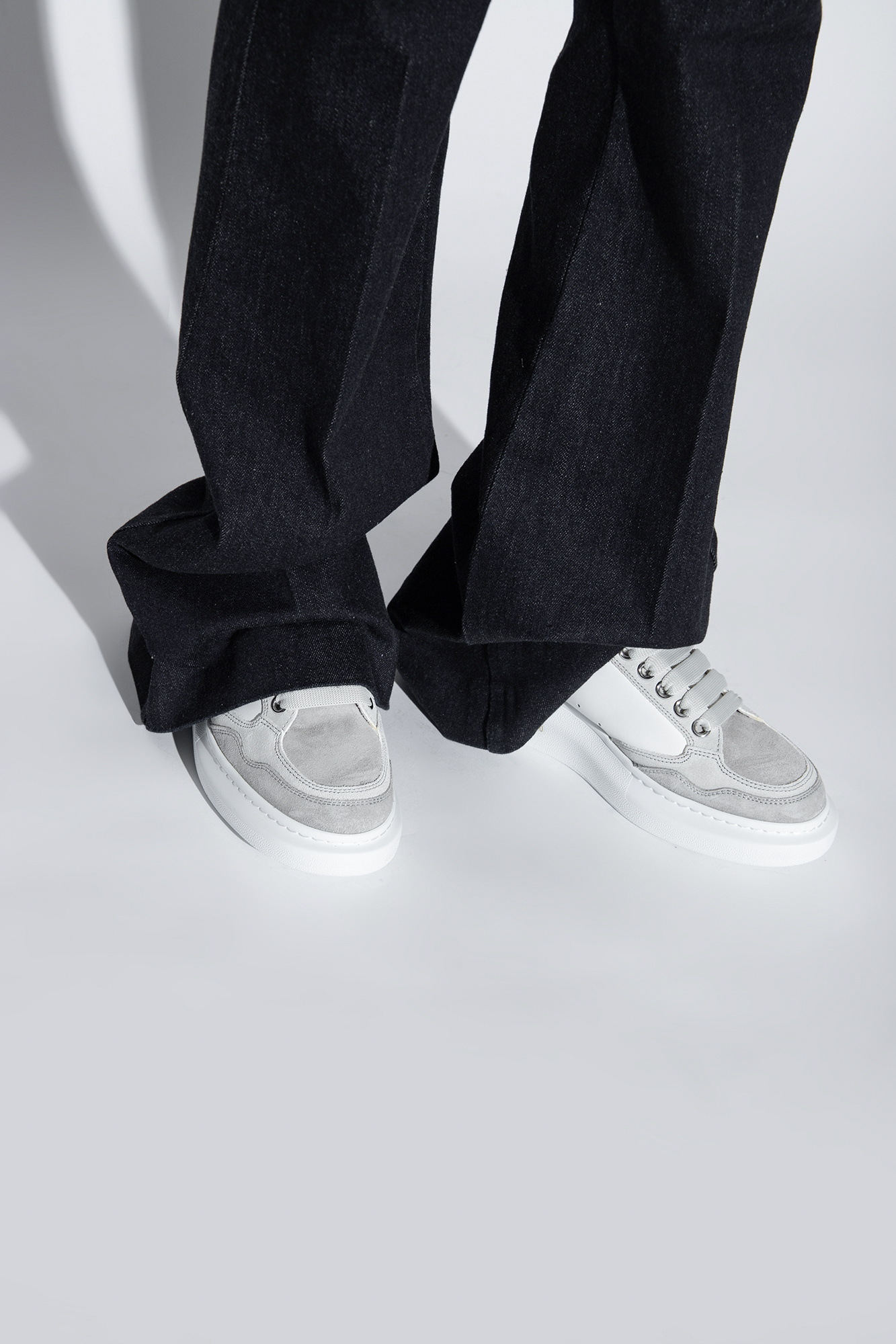 Alexander Mcqueen Larry Panelled Leather Sneakers In White