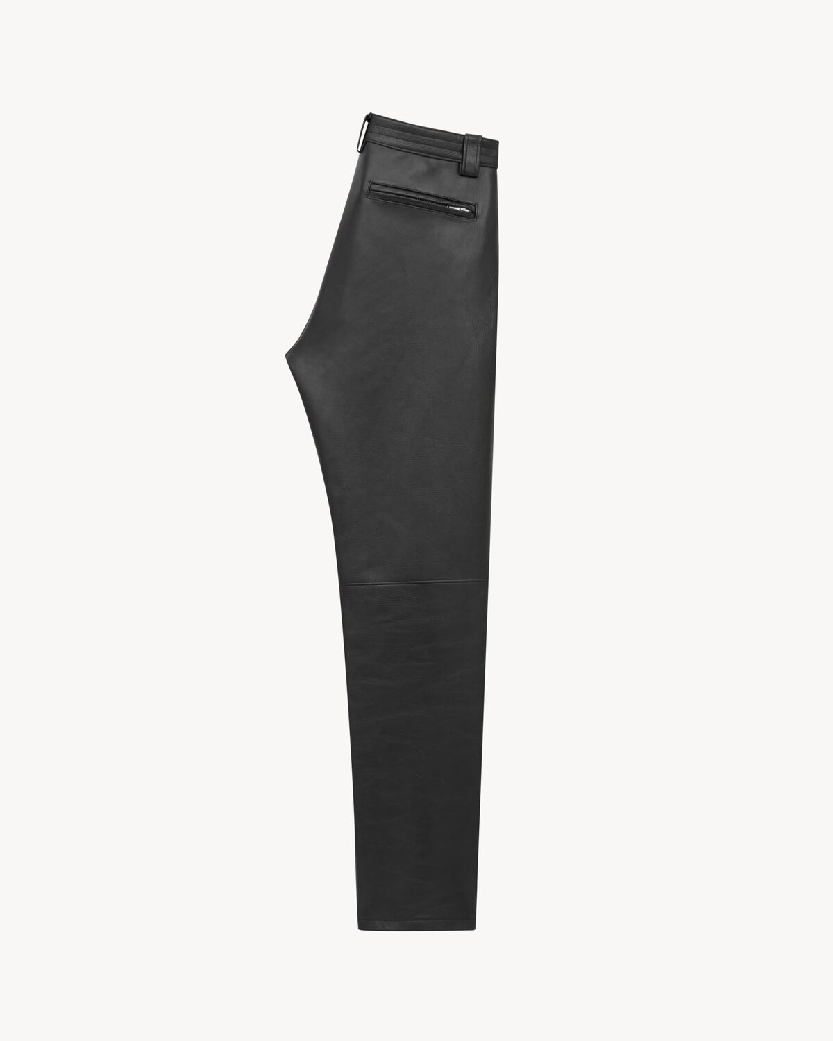 Saint Laurent Belted Pants In Grained Leather In Black