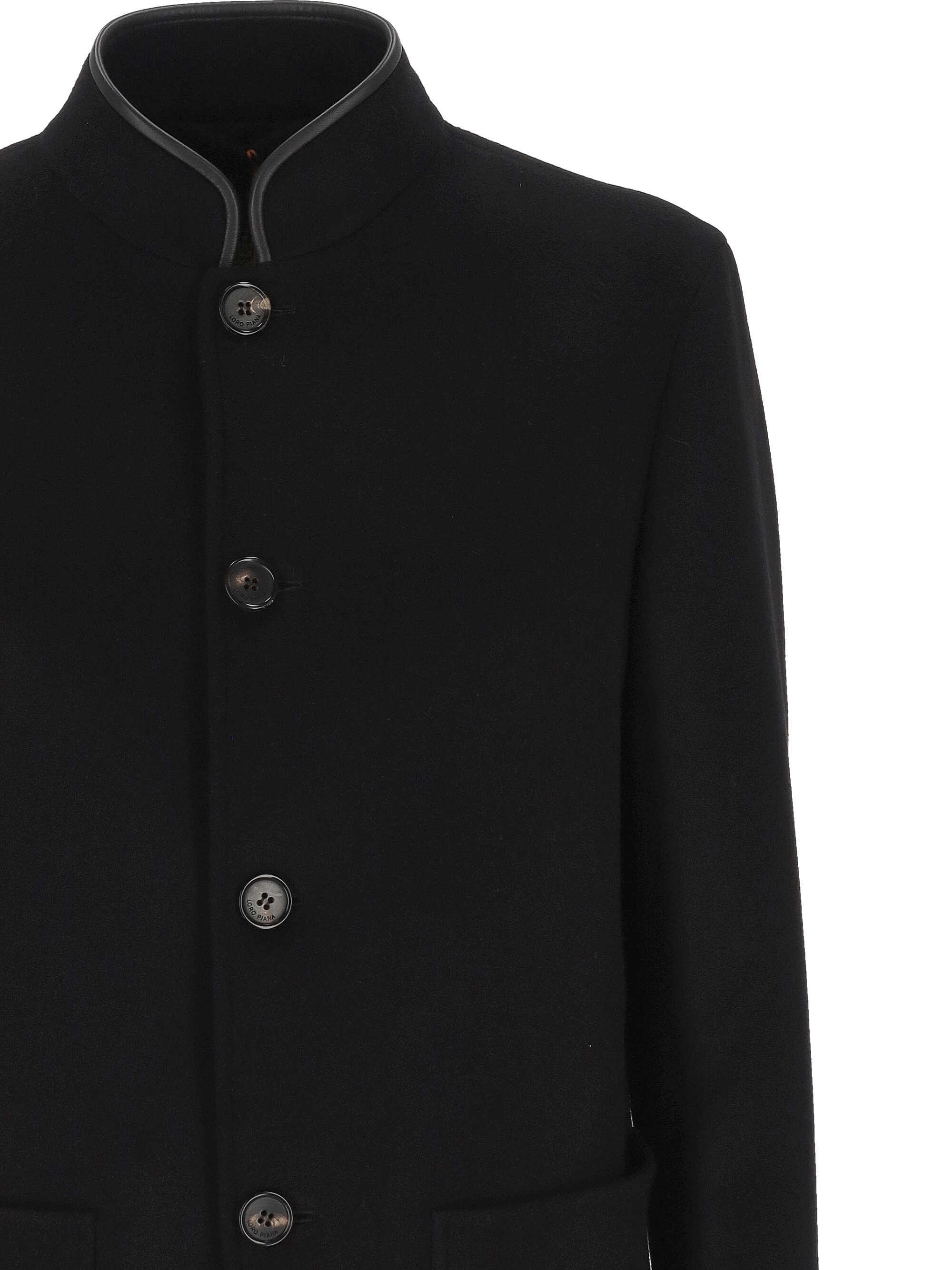 Loro Piana Long-sleeved Stand-up Collar Jacket In Black