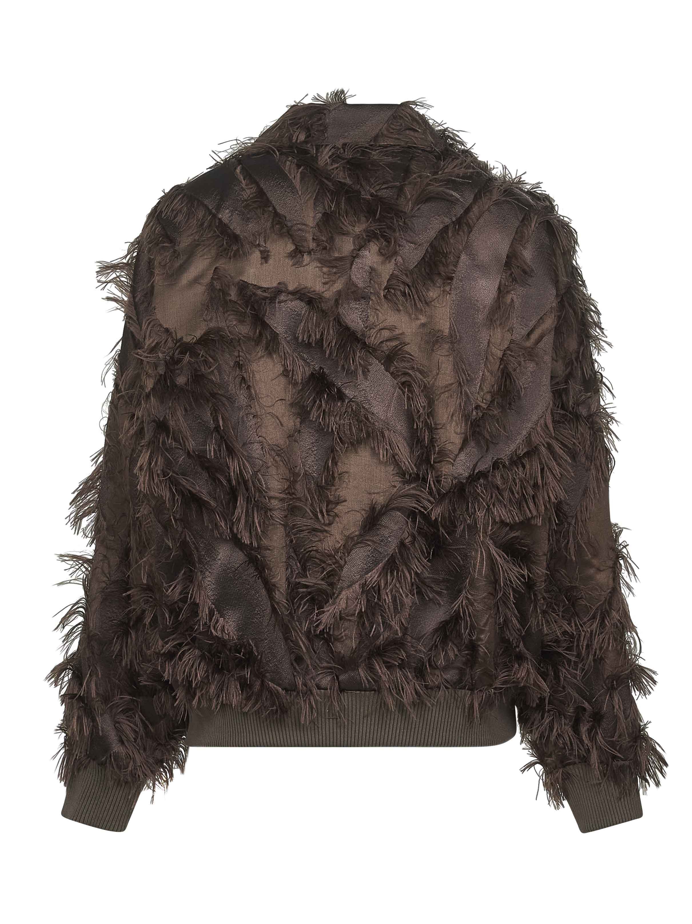 Brunello Cucinelli Feather-trimmed Bomber Jacket In Brown
