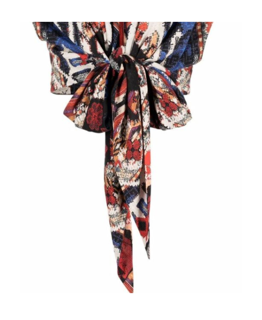 BALMAIN MULTICOLOR PRINT CROP TOP