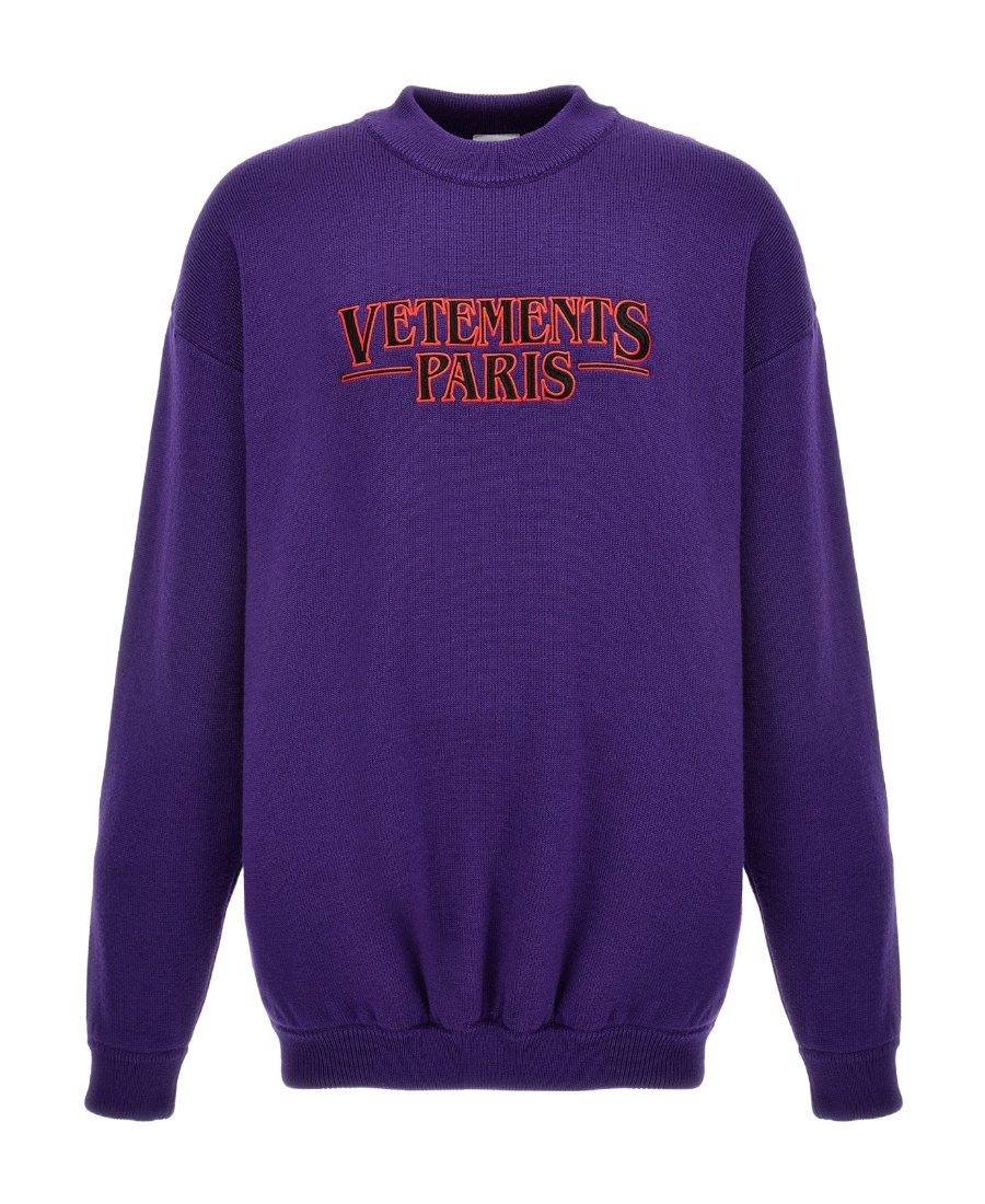 Shop Vetements Logo-appliqué Merino Jumper In Purple