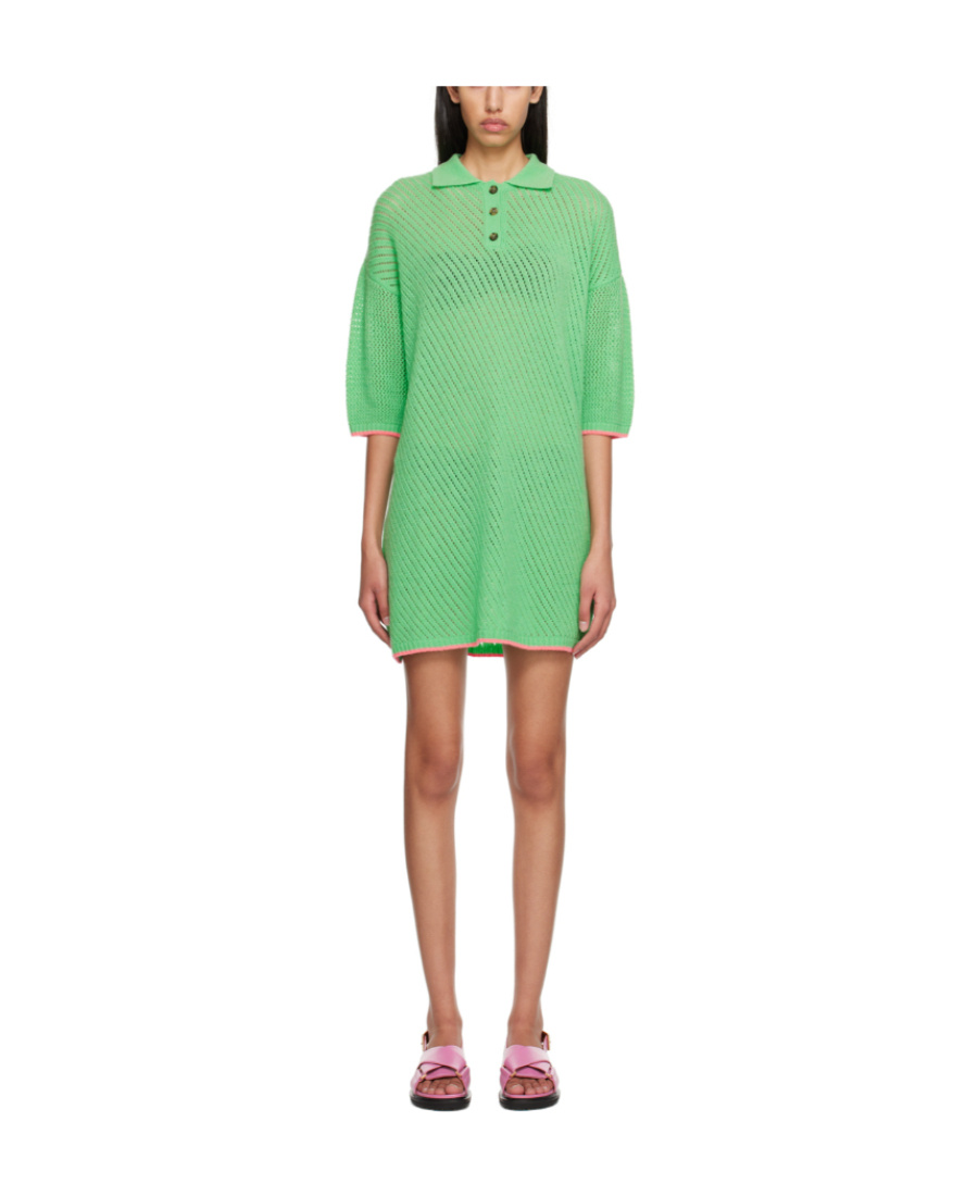 Msgm Button Mini Dress In Green