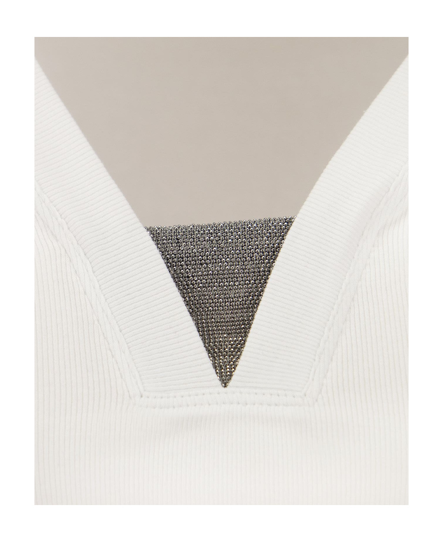 Brunello Cucinelli Long Sleeve V-neck T-shirt Clothing In White