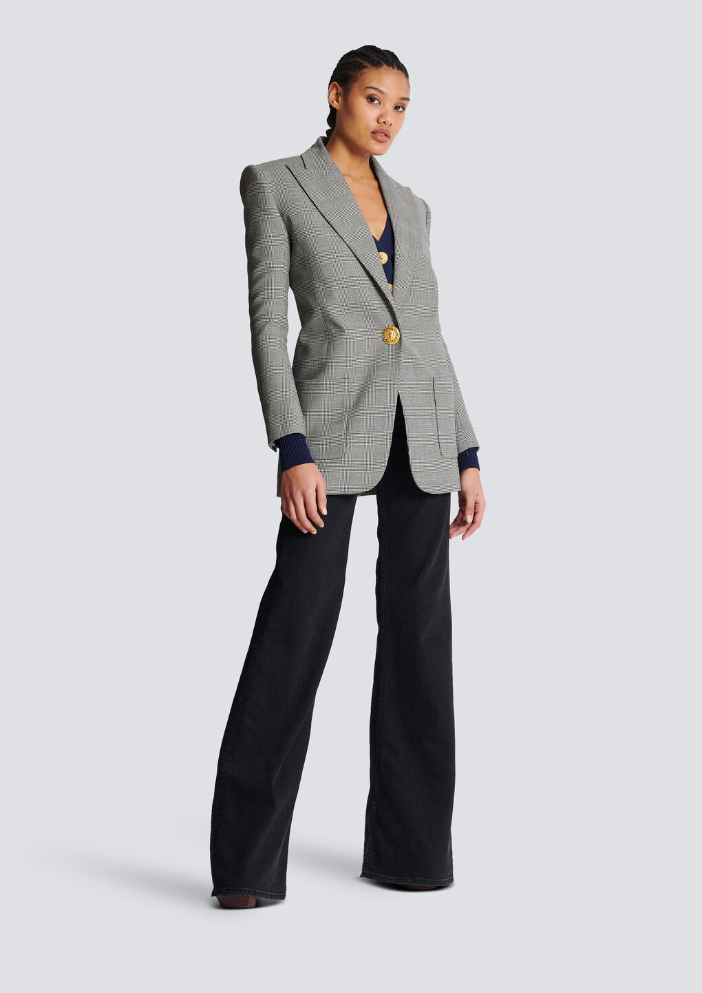 Balmain Single-breasted Wool Blazer In Gray