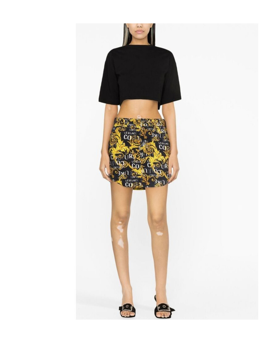 Versace Jeans Pattern Printed Skirt In Black