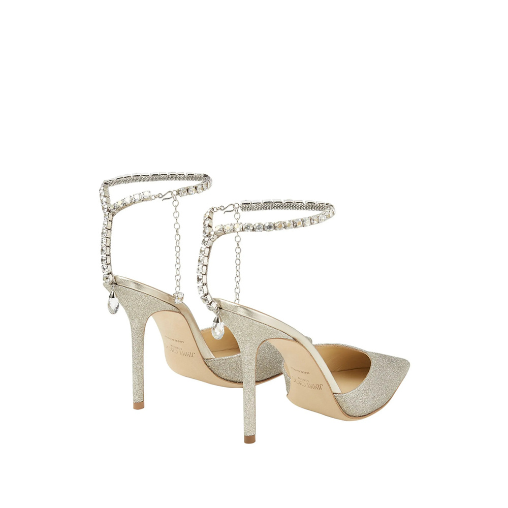 Jimmy Choo Women Platinum Glitter Saeda 100 Pumps In Silver