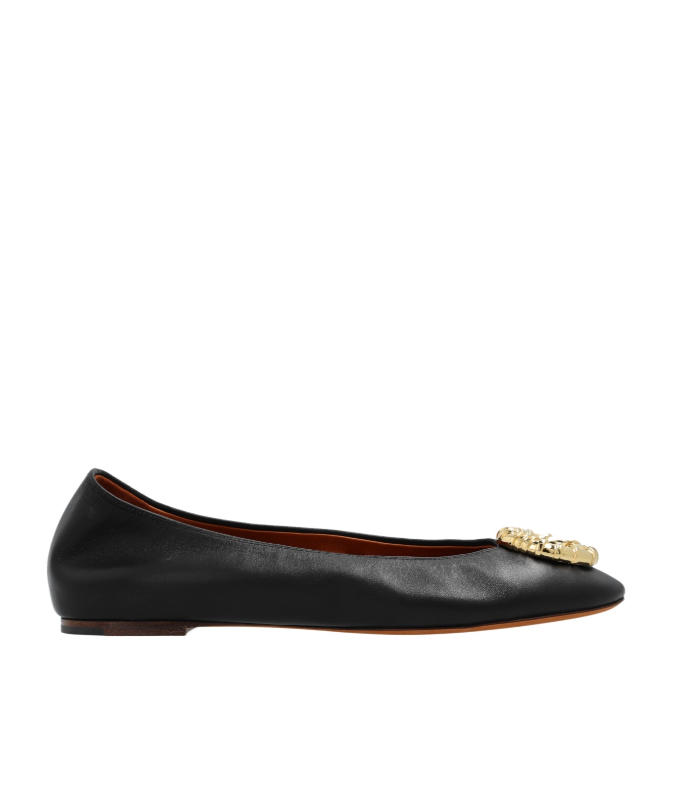 Lanvin Buckled Leather Ballerina Shoes In Black