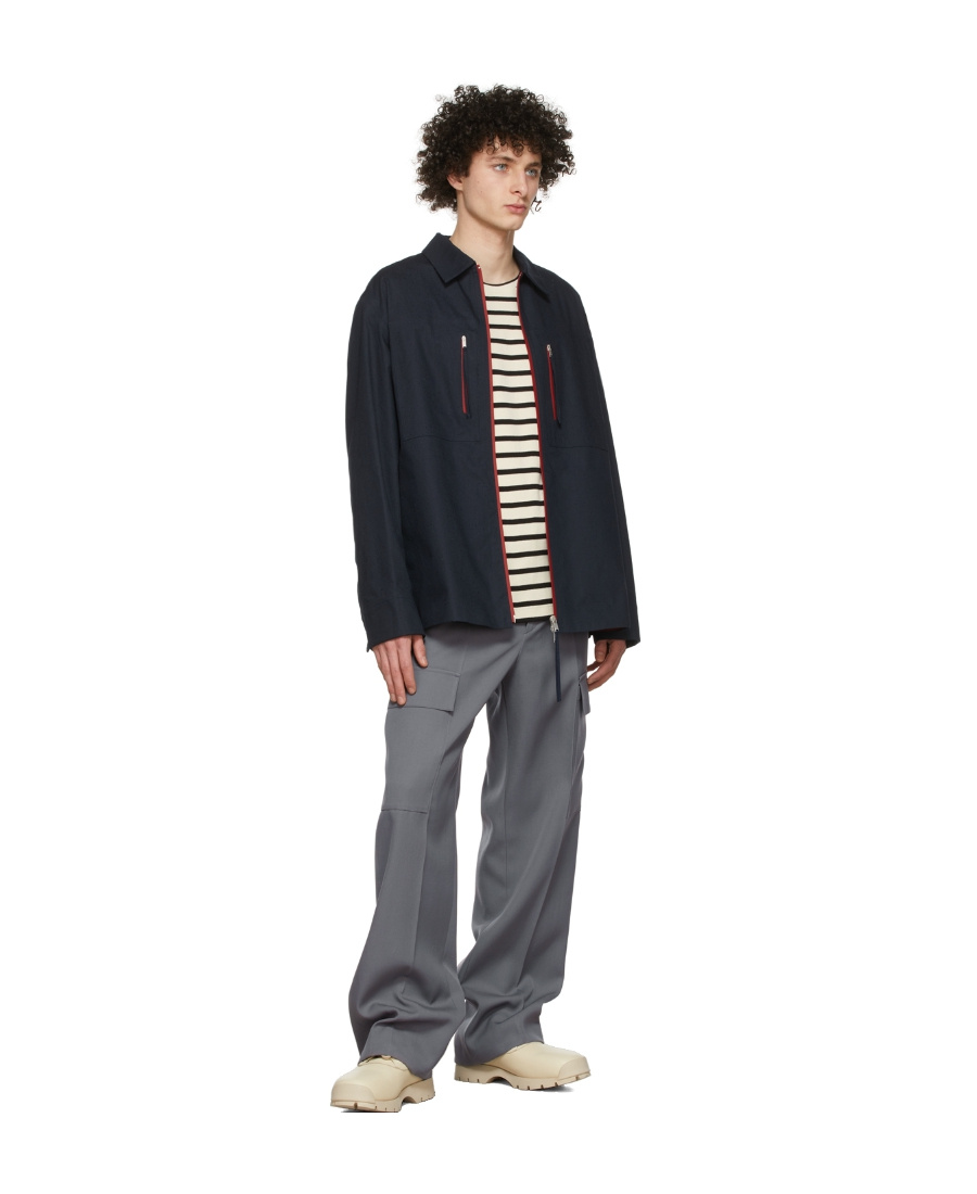 Jil Sander Blue Organic Cotton Jacket In Black