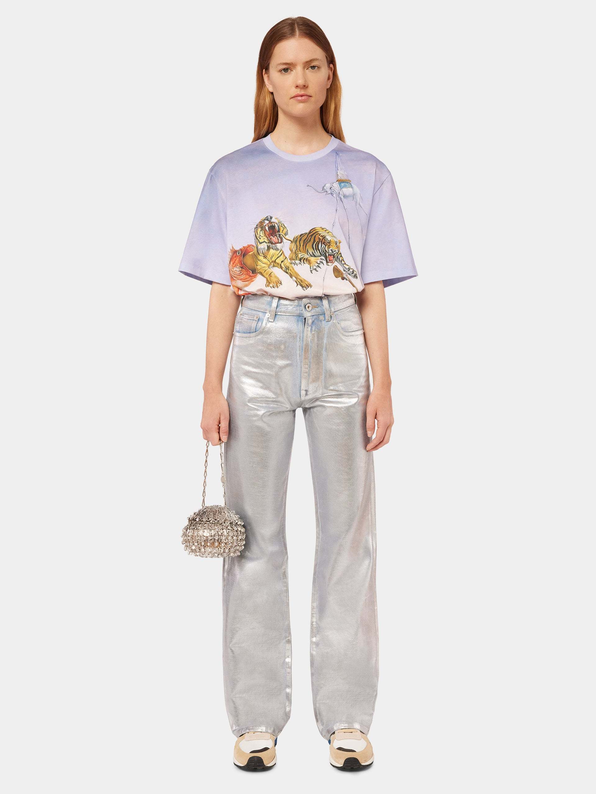 Shop Rabanne All-over Graphic Print T-shirt In Blue