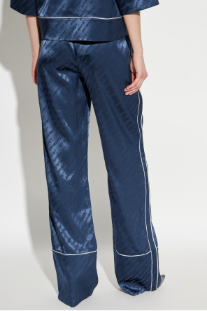 Off-white Jacquard Satin Pajama Pants In Blue
