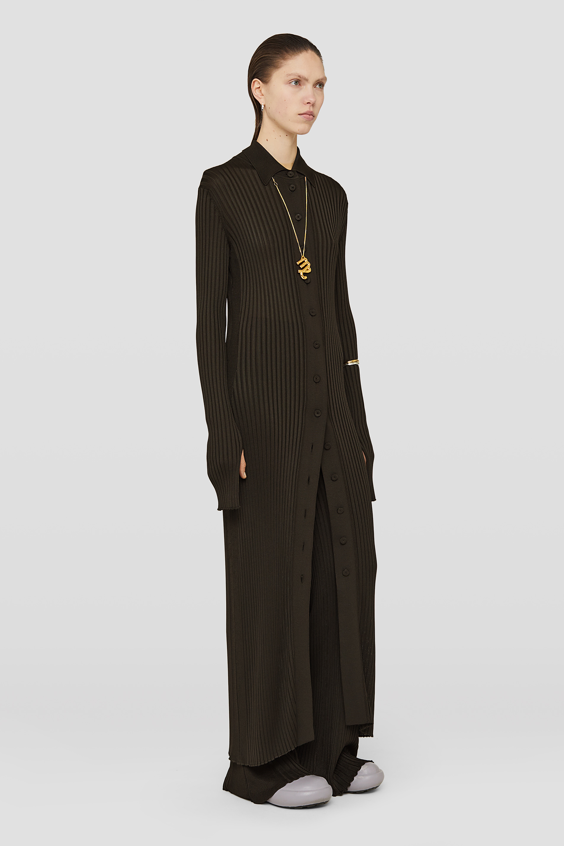 Jil Sander Chunky Ribbed Flared-hem Trousers In Black