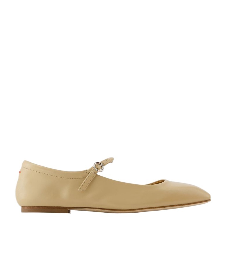 Aeyde Uma Metallic Mary Jane Ballerina Flats In Beige