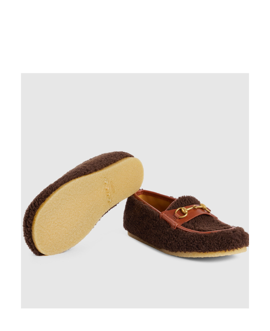Gucci Horsebit Wool Loafers In Brown