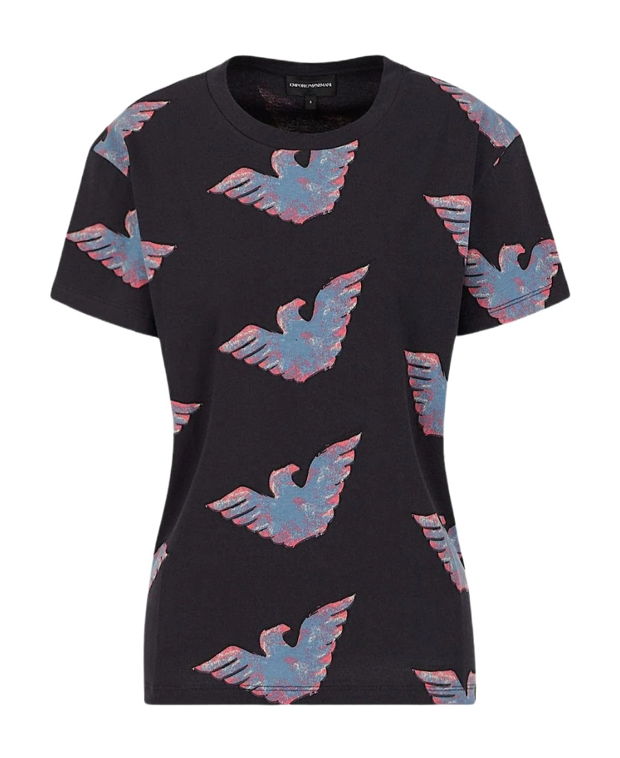 EMPORIO ARMANI ALL-OVER WATERCOLOUR EAGLE T-SHIRT 