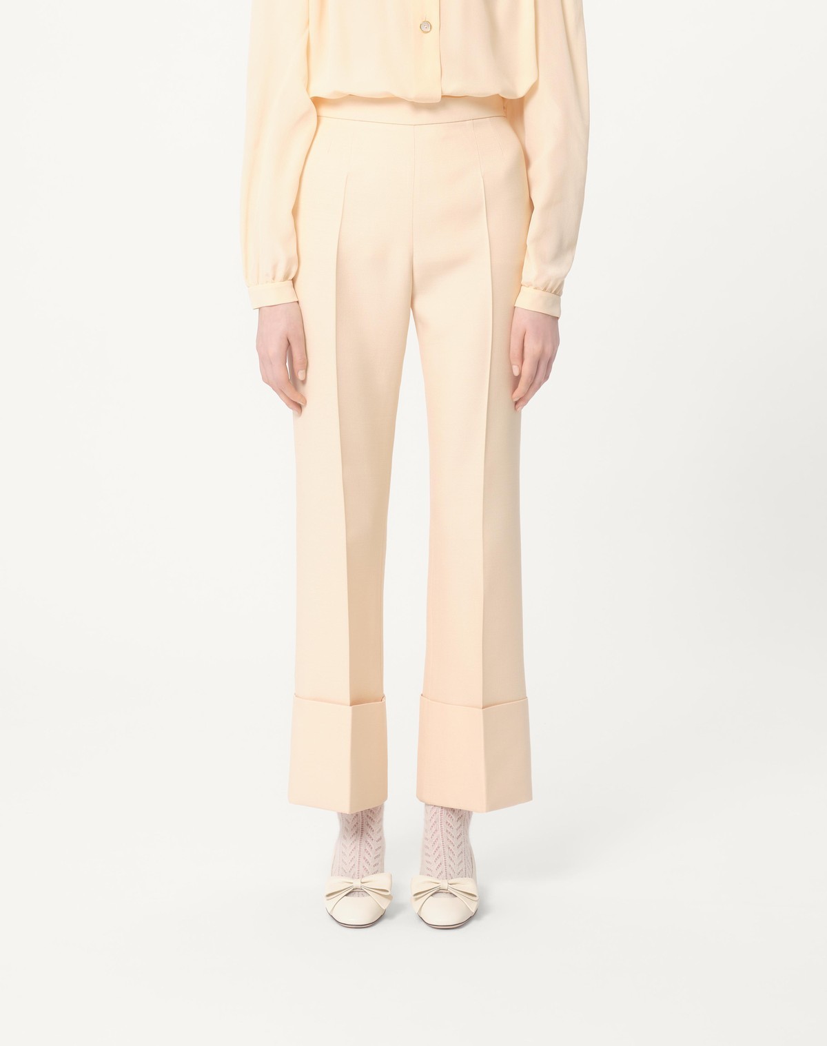 Valentino Turn-up Hem Trousers In Nude