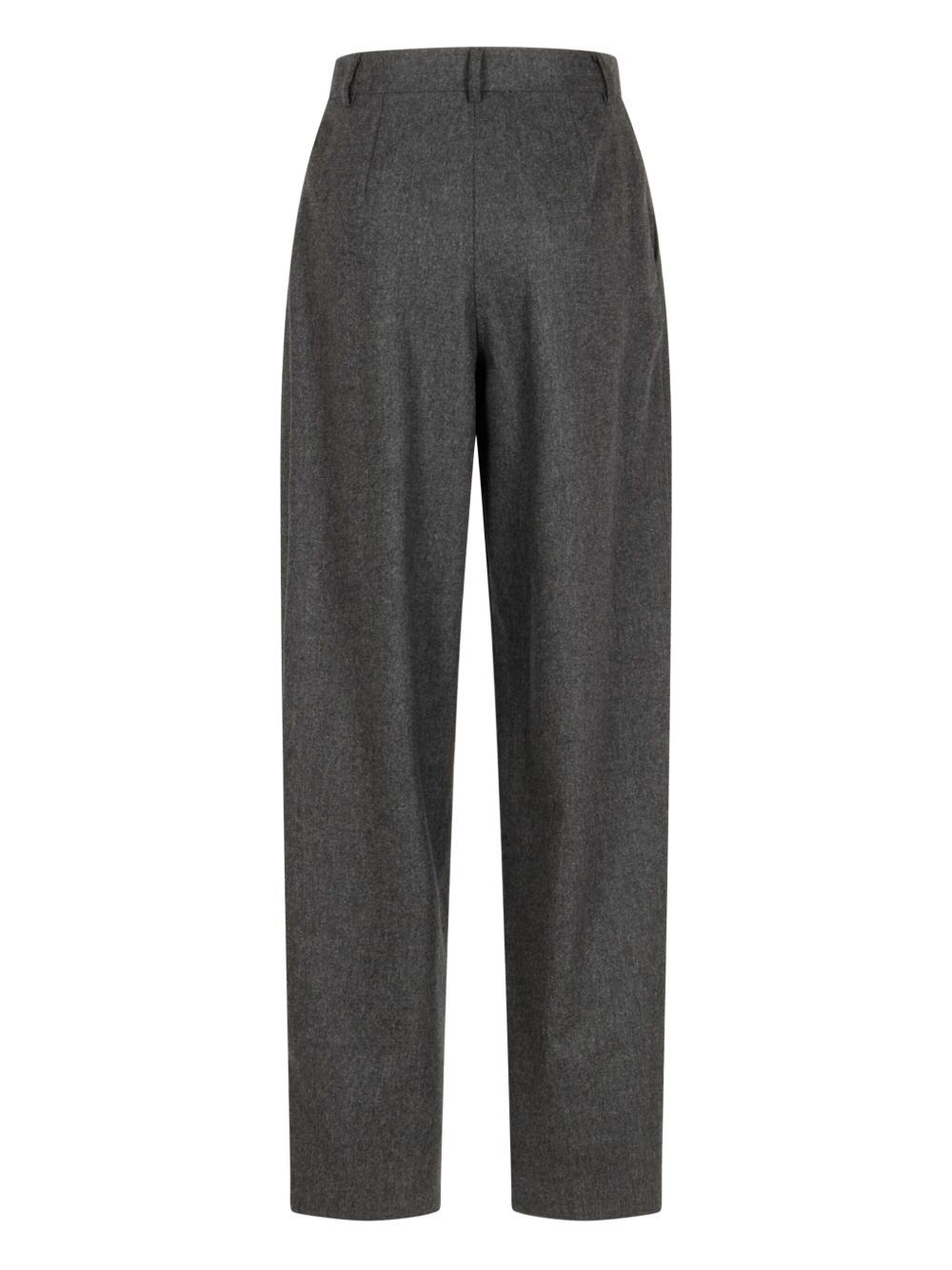 Emporio Armani Icon Wool Flannel Trousers With Pleats In Gray