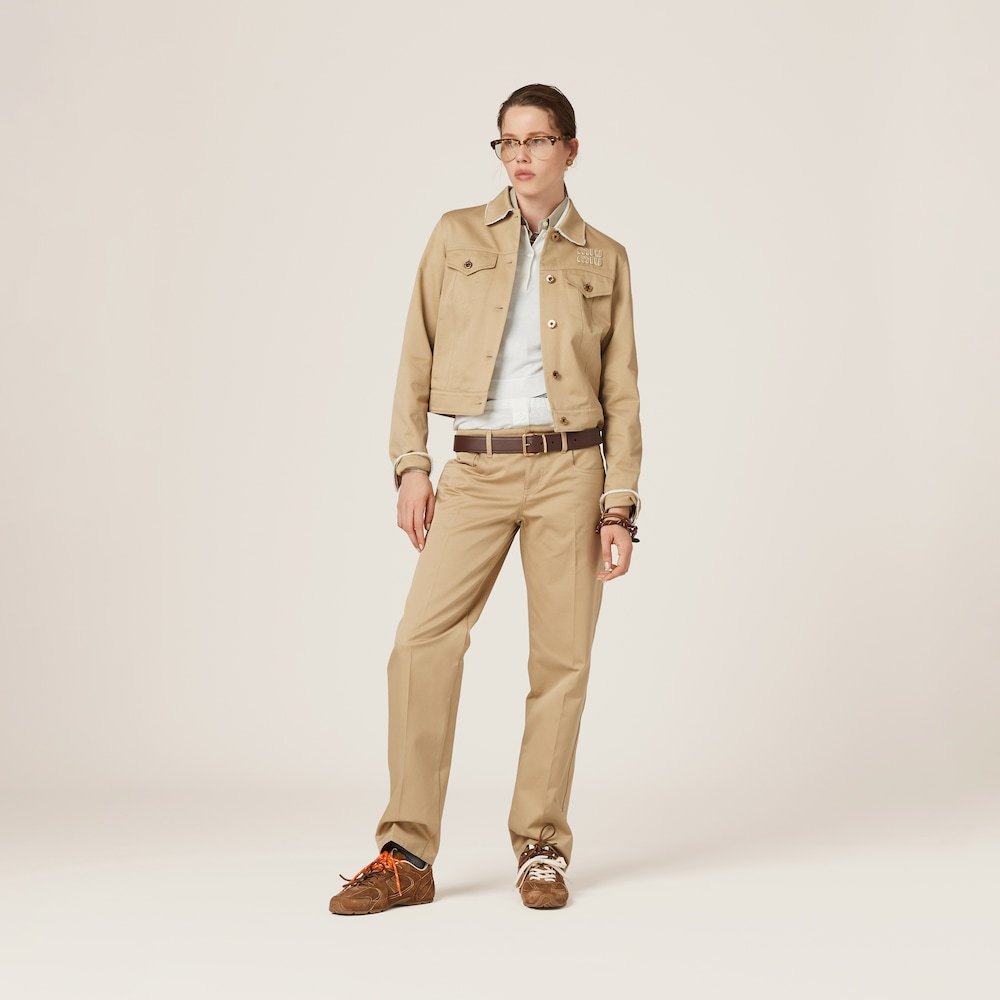 Miu Miu Twill Casual Pants In Nude