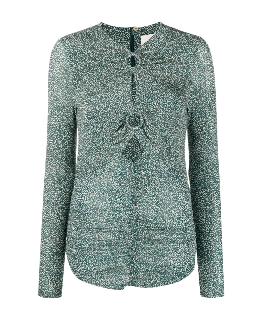 Isabel Marant Fitted Long Sleeve Top With Keyhole Detail In Gray