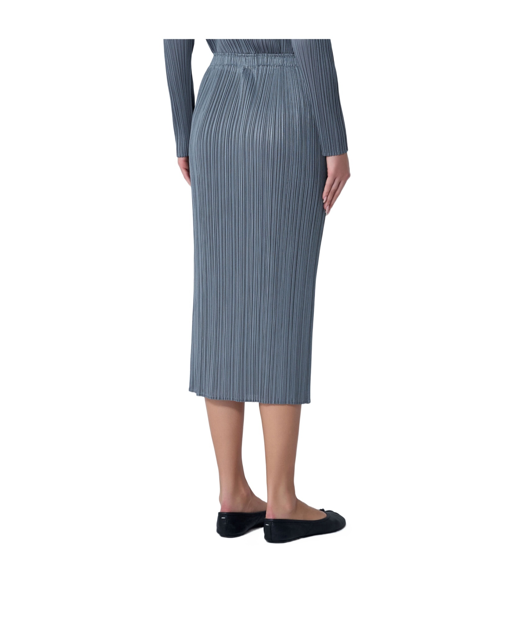 Issey Miyake Pleated Pocket Midi Skirt In Gray