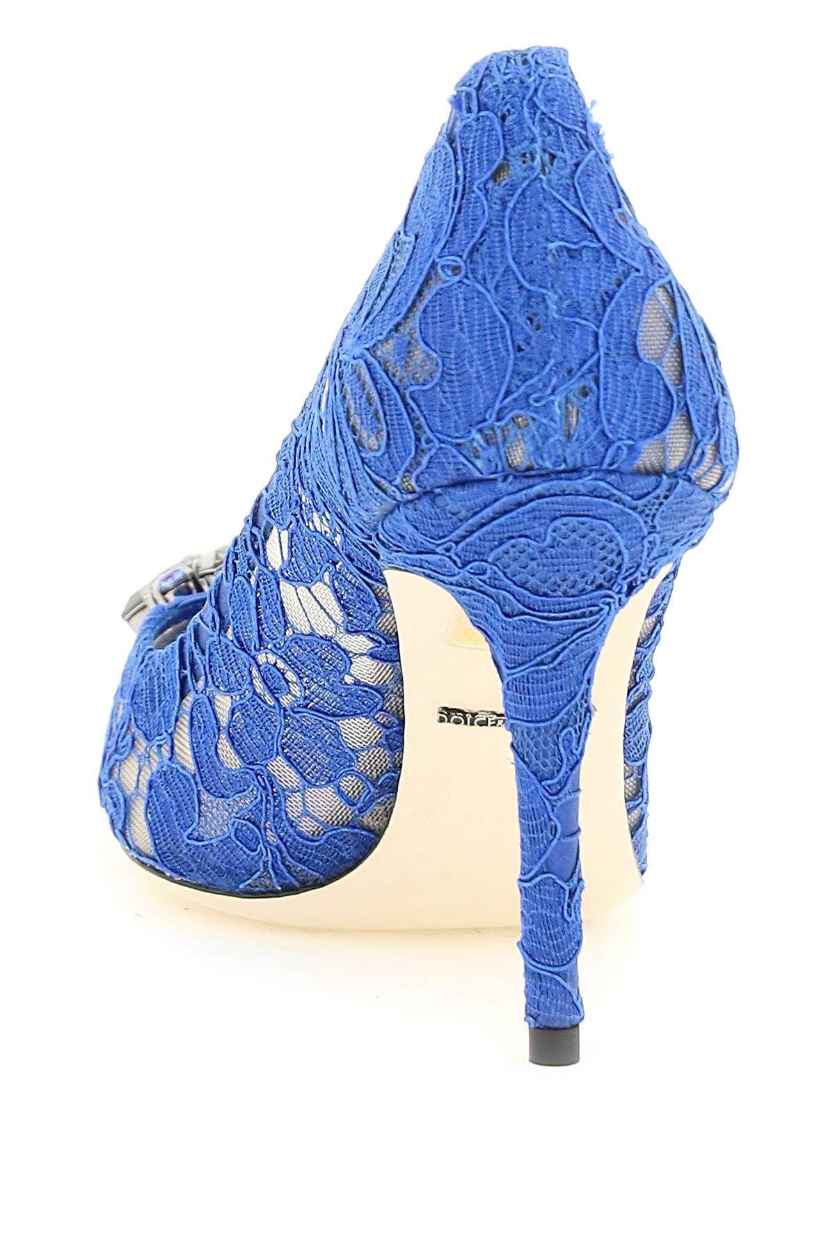 Dolce & Gabbana Rainbow Lace 90mm Brooch-detail Pumps In Blue