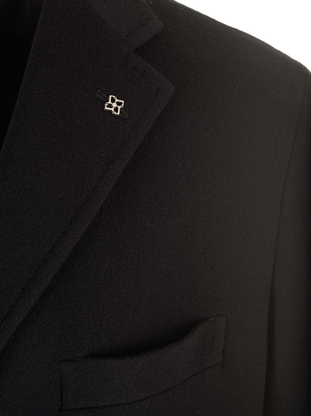 Tagliatore Tailored Coat With Notch Lapel And Pockets In Black
