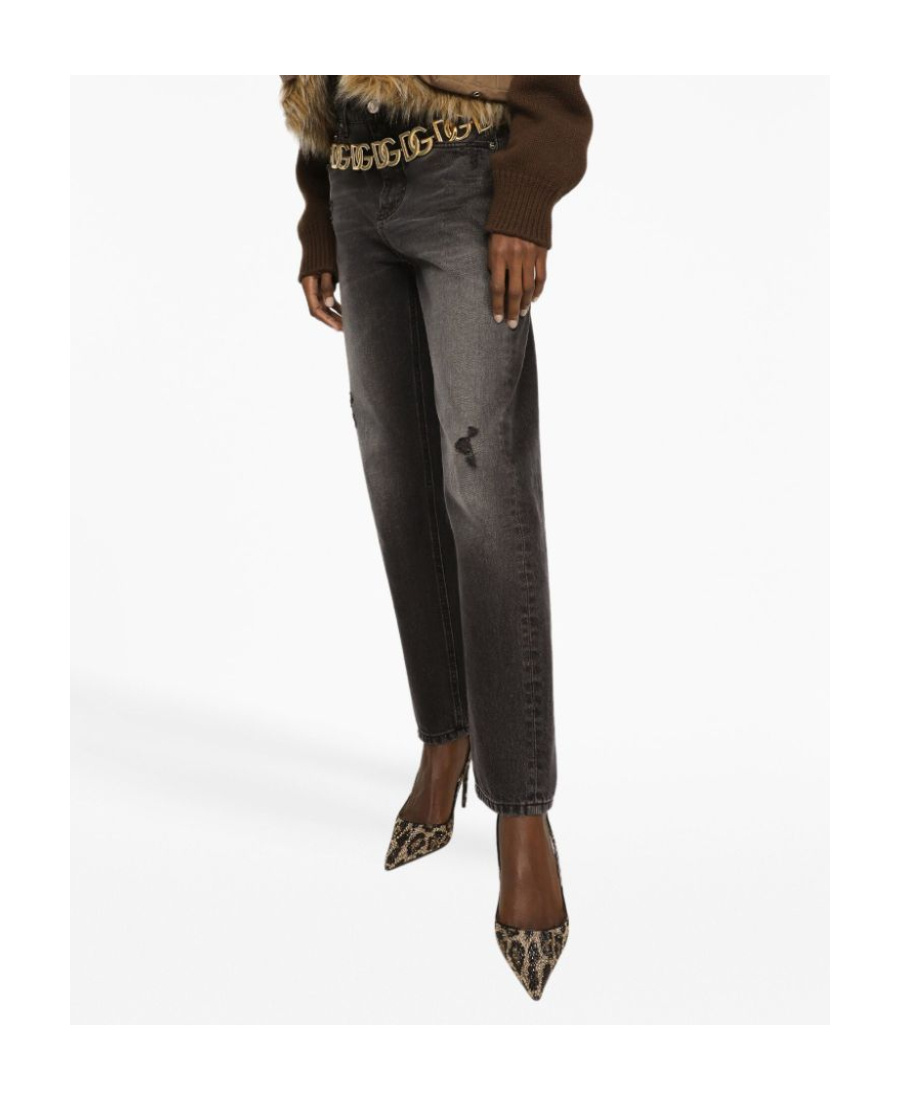 Dolce & Gabbana Boyfriend Jeans In Dark Blue Denim In Black