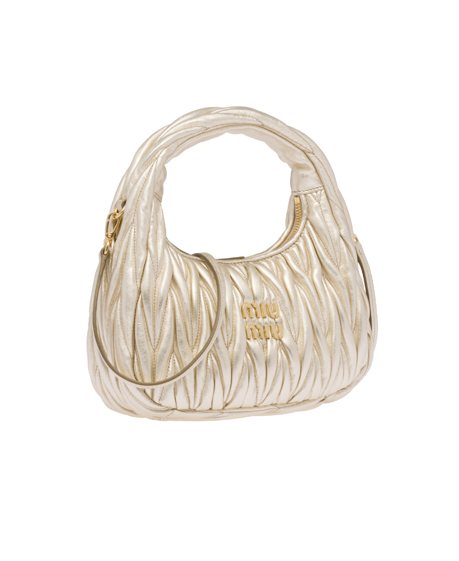 Miu Miu Lamb Leather Quilted Shoulder Bag In Nude