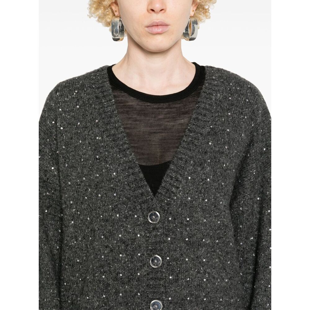 Shop Pinko Crystal-embellished Cardigan In Black