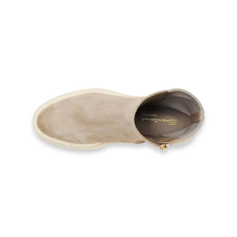 Santoni Beige Suede Ankle Boot In Gold