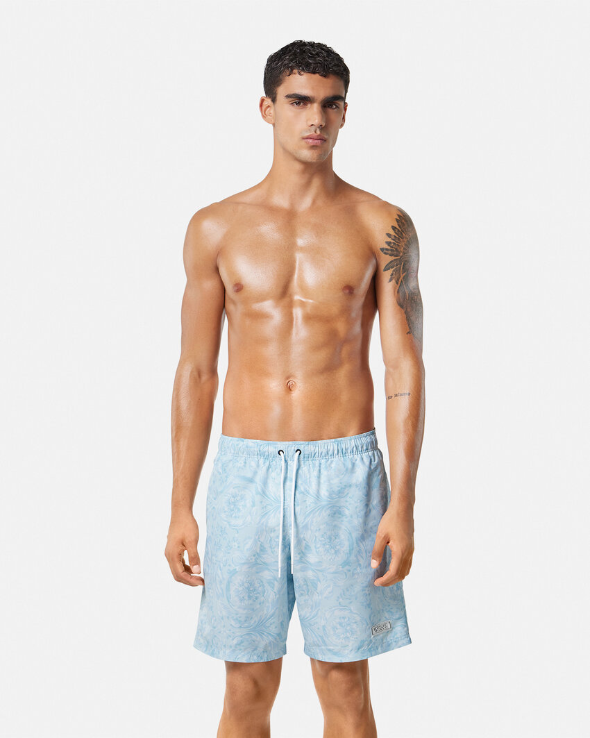 Versace Loose Waist Shorts In Blue