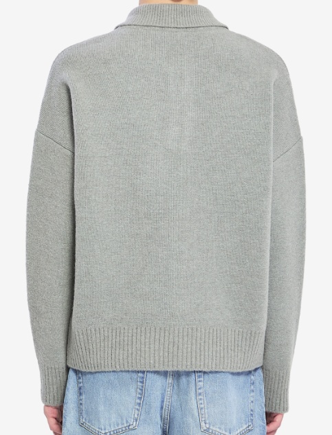 Ami Alexandre Mattiussi Ami Paris Polo Ami De Coeur With Embroidery In Gray