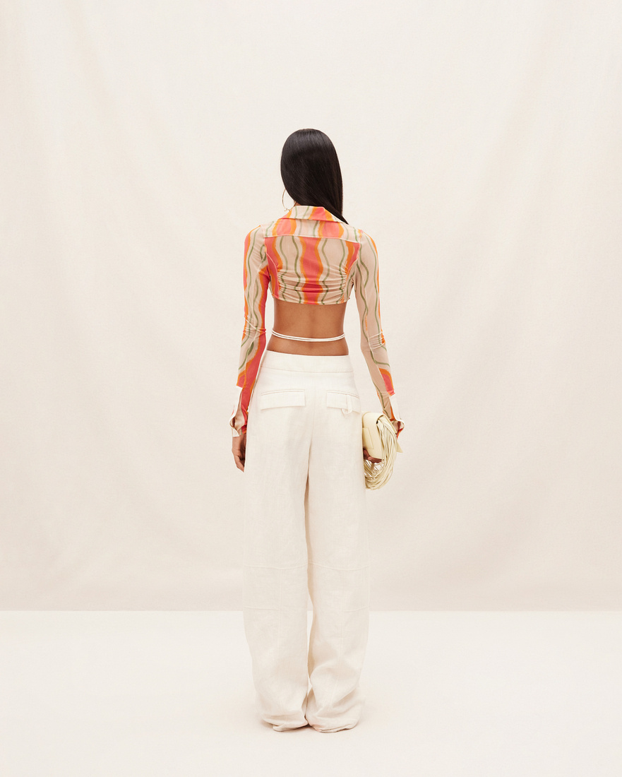 Jacquemus Mesh Long-sleeve Shirt In Nude