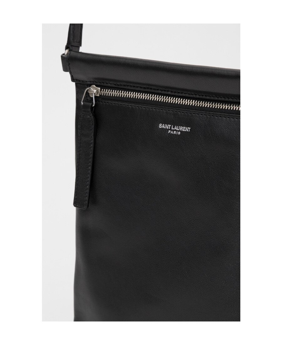 Saint Laurent Leather Crossbody Bag In Black