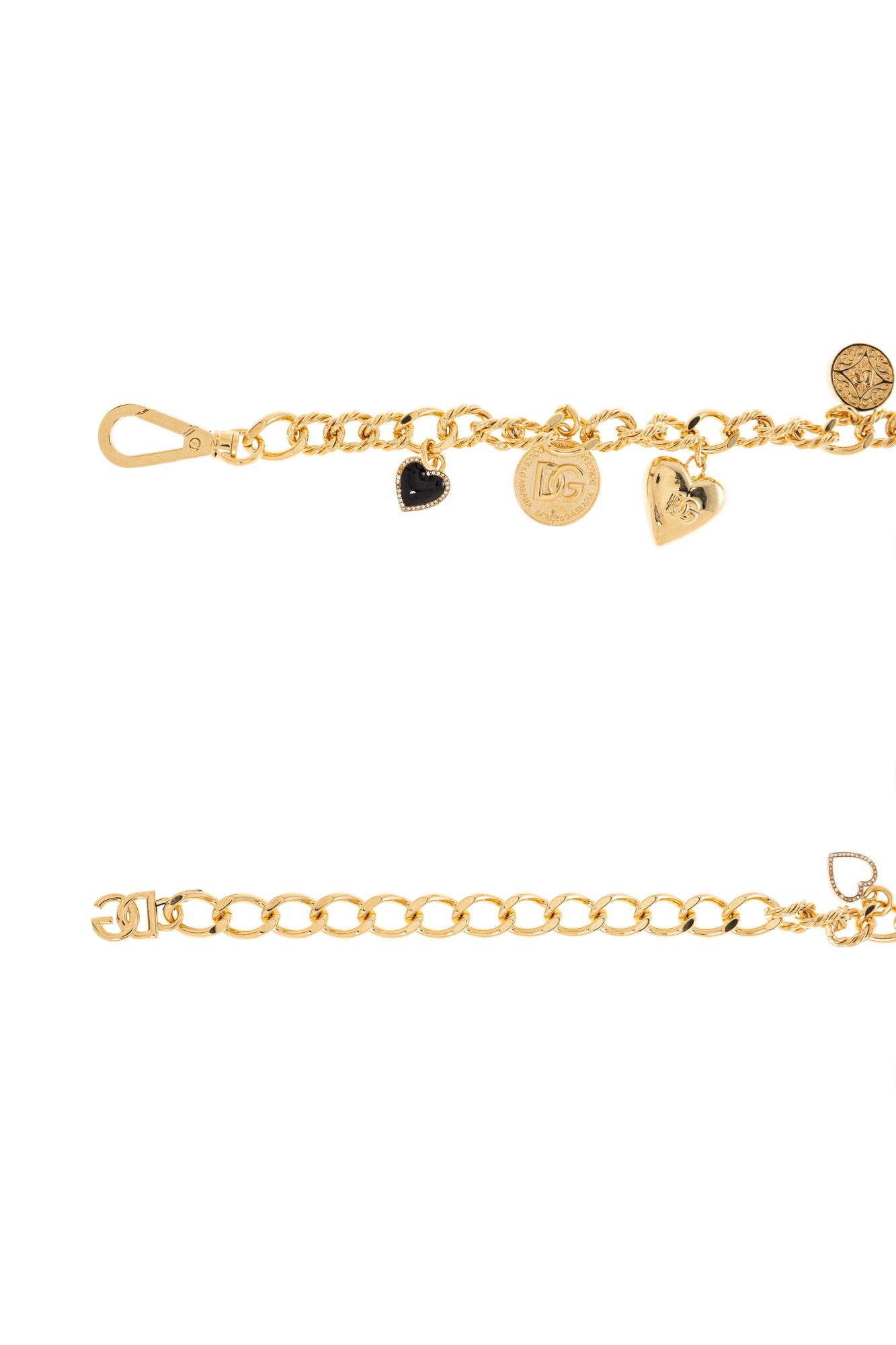 Dolce & Gabbana Logo-charm Chain Belt In Gold