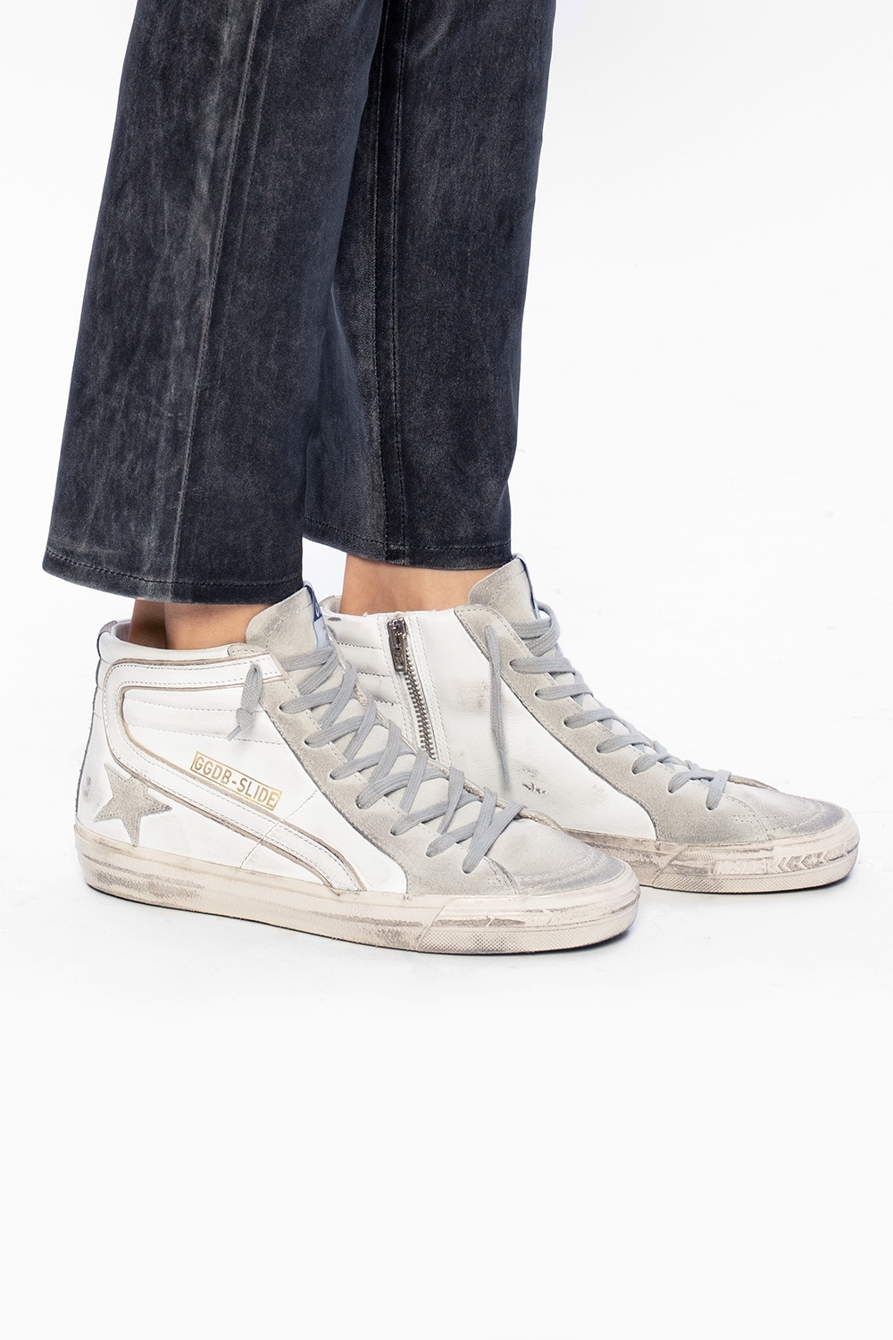 Golden Goose Slide High-top Sneakers In White
