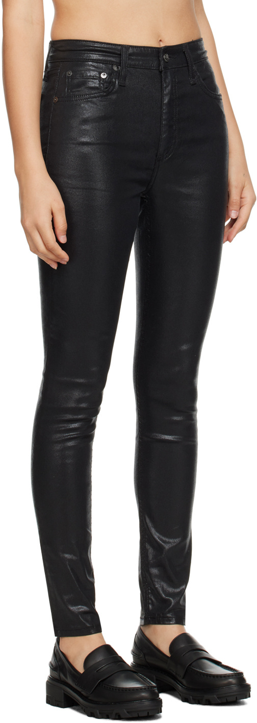 Rag & Bone Coated Stretch Denim Trousers In Black