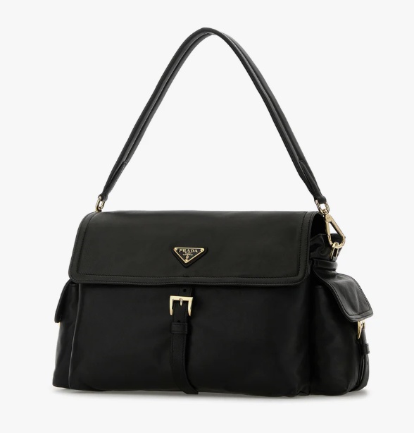 Prada Logo Shoulder Bag In Black