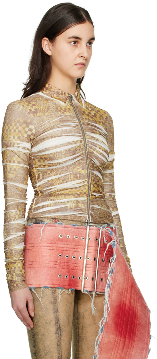 Diesel C-adonis Draped Zip Shirt In Nude